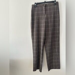 Dress Barn Brown Plaid Pants with Maroon&Pink Stripes